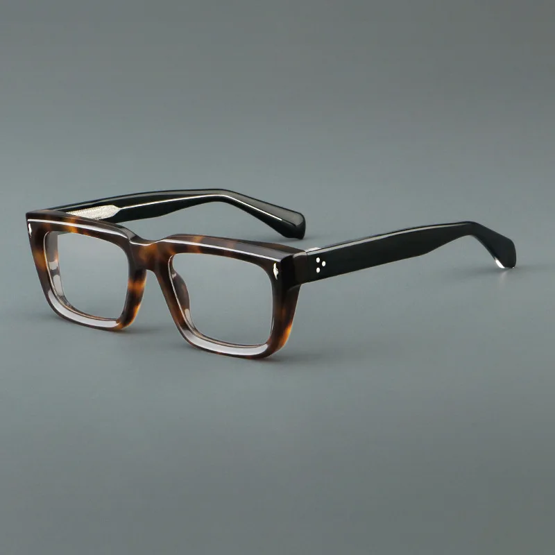 

2025 New Thick Acetate Retro Glasses Frame for Men Myopia Reading Custom Lens Eyeglass Women Optical Prescription Eyewear A8607