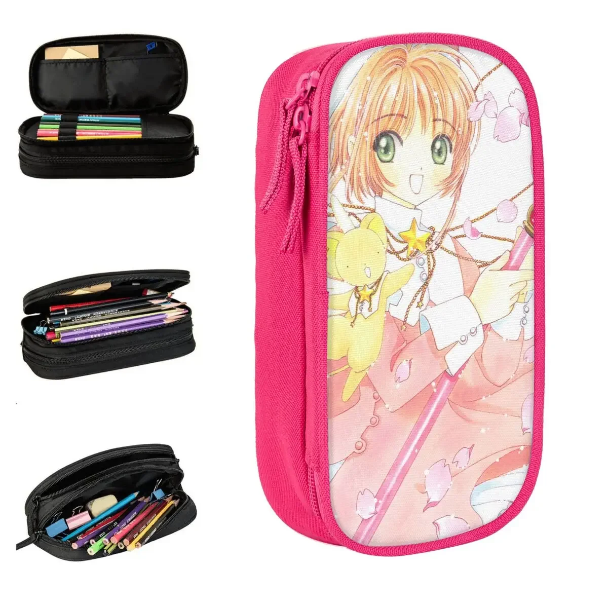 Anime Cardcaptor Sakura Pencil Case Pen Holder Bags Kids Large Storage School Supplies Zipper Pencilcases