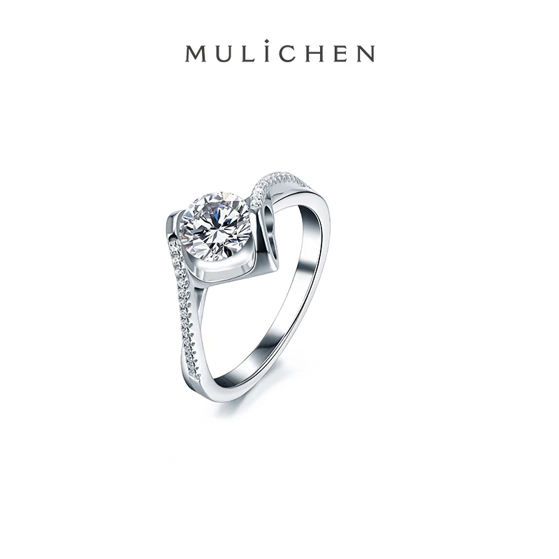 

MULICHEN Certified Moissanite Engagement Rings For Women 1CT Round Diamonds Wedding Band Sterling Silver Fine Jewelry