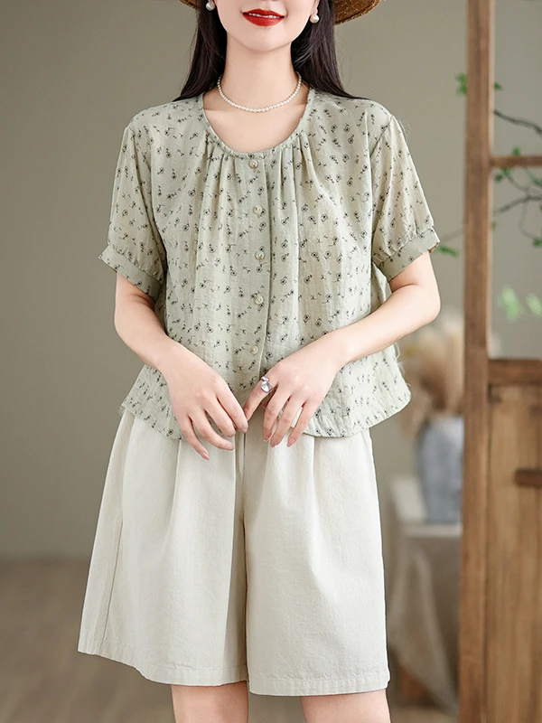 Csa de manga de burbuja Floral dulce para mujer, Top nuevo de verano 2025, antienvejecimiento, de gama alta, de manga cort...