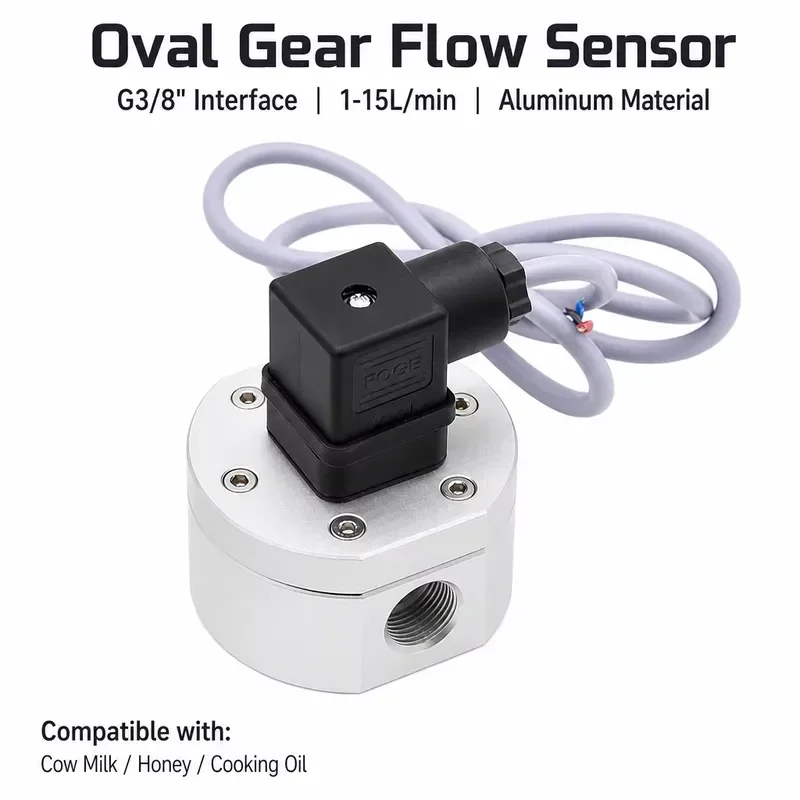 Aluminum OFZATL-03 Oval Gear Flow Sensor 1-15L/min OEM for Cooking Oil Honey Cow Milk Metering 1% Accuracy Counting Flow