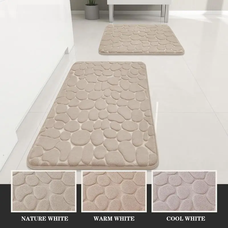 Non Slip Cobblestone Embossed Bath Mat Water Absorption Washable Floor Rug Shower Doormat Bathroom Home Decor