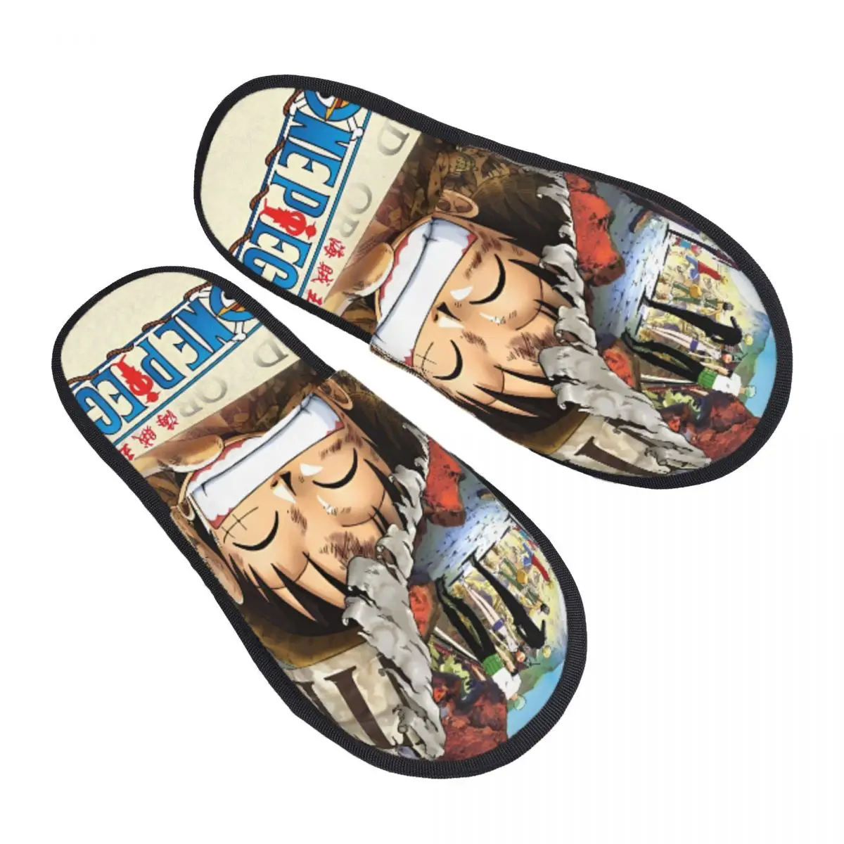 OnePieces Luffys Zoro O-one-piece-e Winter Cotton Plush Slippers Indoor Cozy Memory Foam Slides Non Slip