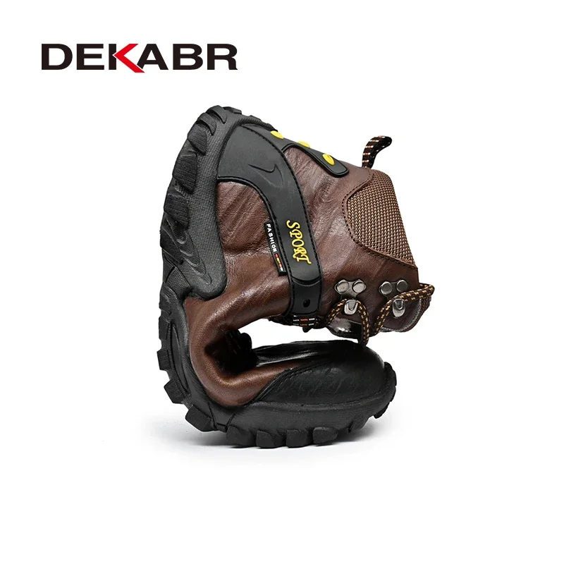 DEKABR New Comfortable Genuine Leather Men Boots Winter Warm Fur Ankle Boots Handmade Fashion Designer Boots Size 38-46