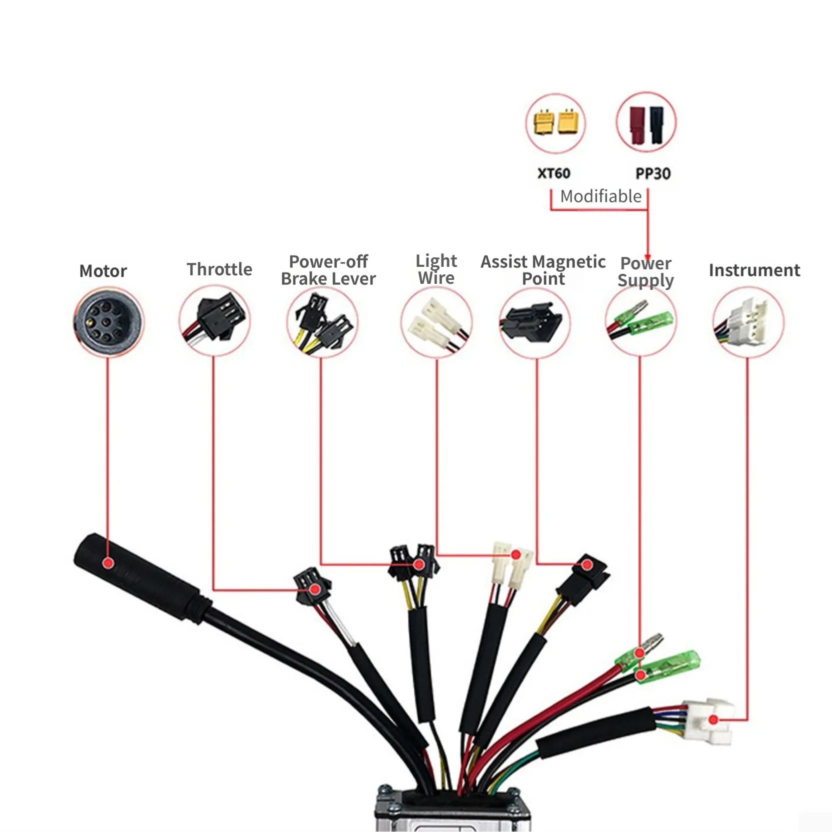 

22A Square Wave Controller For KT All Display For 500W-700W Motor E-bike Controller Aluminum Plastic Sliver 350g 125x65x36mm