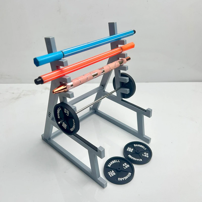 Squat Rack Pen Holder Funny Gym Barbell Pen Holder Unique Mini Organizer With Weights Barbells