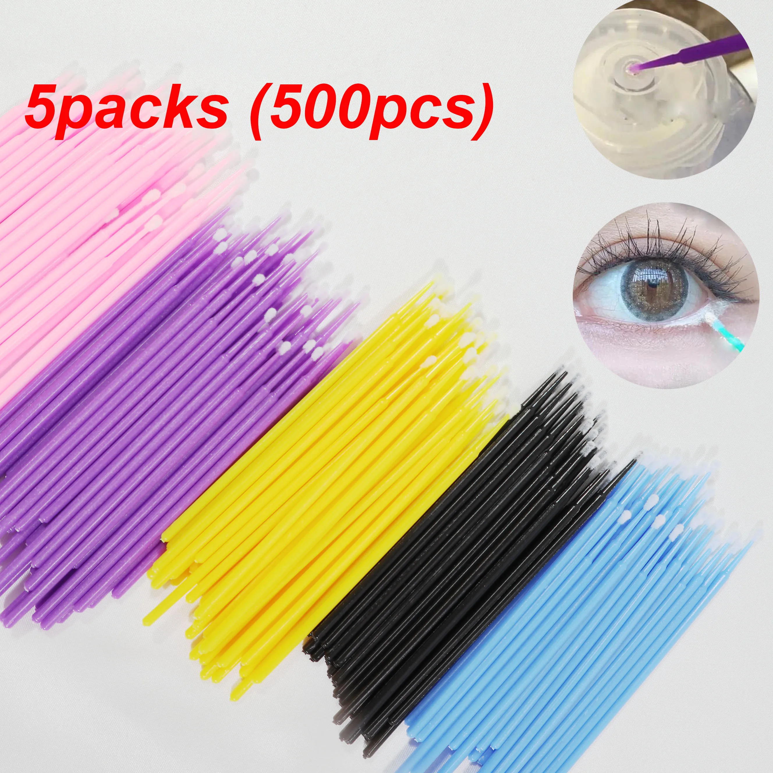 500PCS/Lot Eyelash Brushes Cotton Swab Micro Individual Eyelashes Microbrush Removing Cleaning Lash Extension Supplies