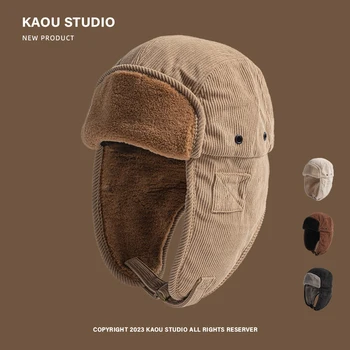 Retro Cord Warm Gehörschutz Lei Feng Hut Herbst und Winter Frostsicher Nordosten Sub-Zero Damen Ski Pilot Bomber Hut