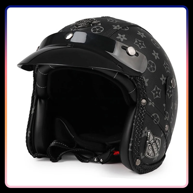 

Open Face Helmet Vintage Style Comfortable Removable Lining Motorbike Helmet DOT Approved Jet Helmets Capacete De Moto