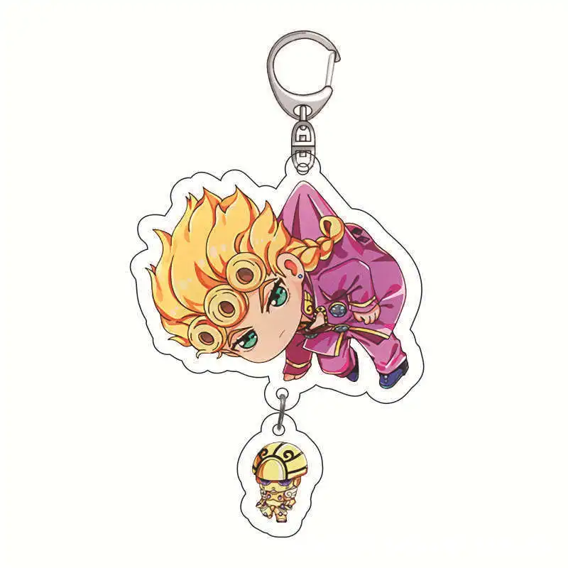 

Anime Keychain JoJos Bizarre Adventure Man Key Chain For Women Accessories Cute Backpacks Pendant Cartoon Key Ring Fan Gifts