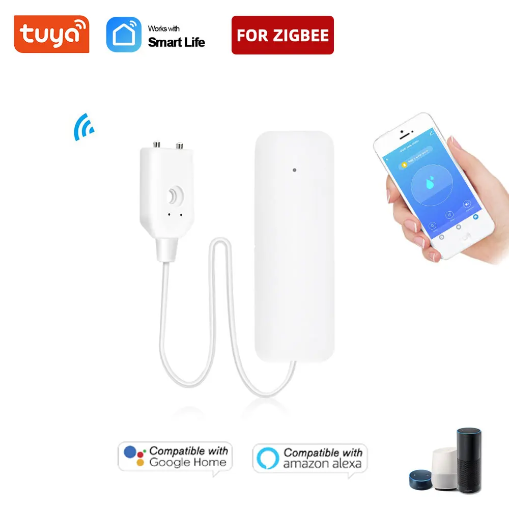 Датчик утечки воды Tuya Zigbee, Wi-Fi детектор утечки, с управлением через приложение