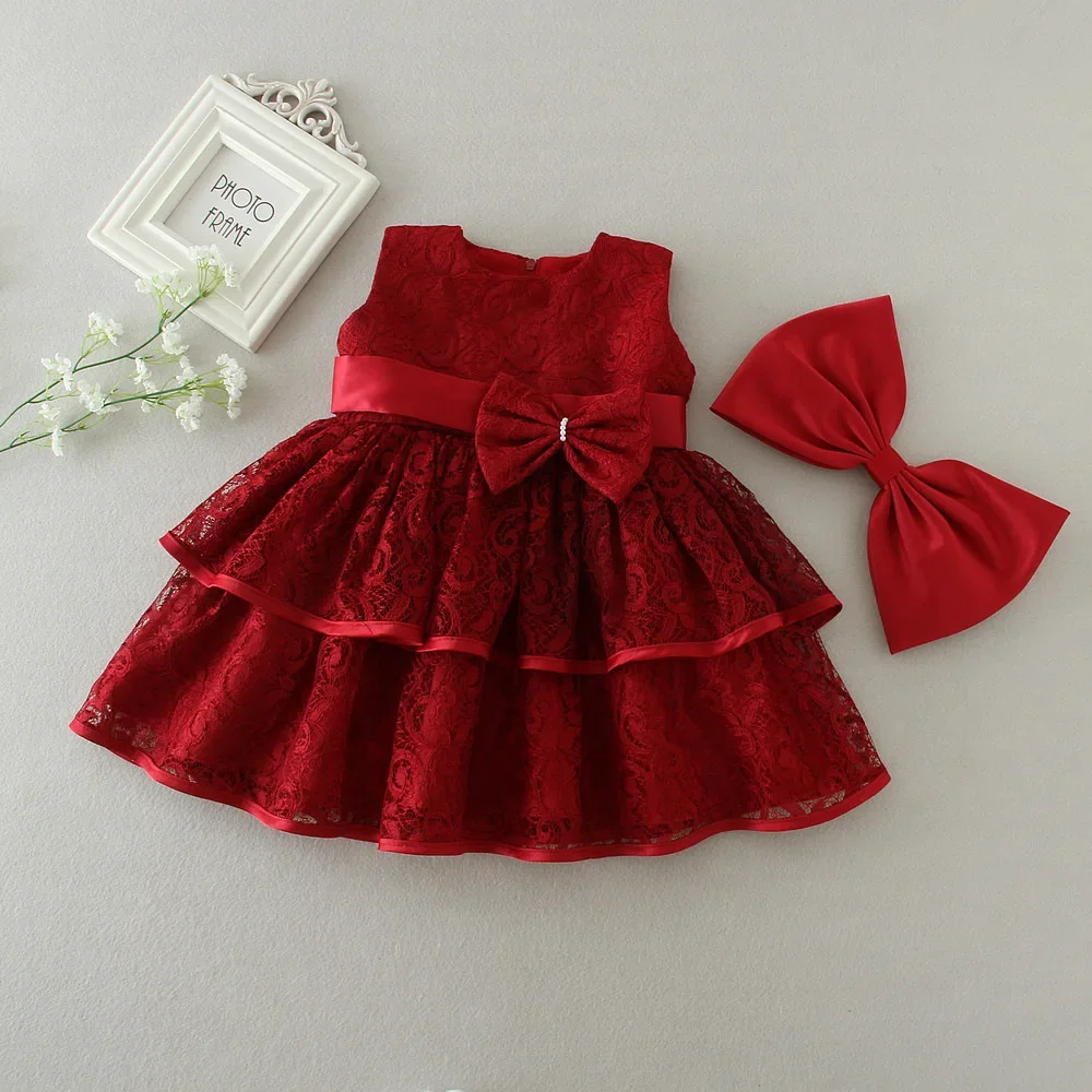 

Newborn Baby's First Birthday Dress Birthday Party Costume Princess Dress Bow Design Tutu Skirt for Casual and Simple Wear