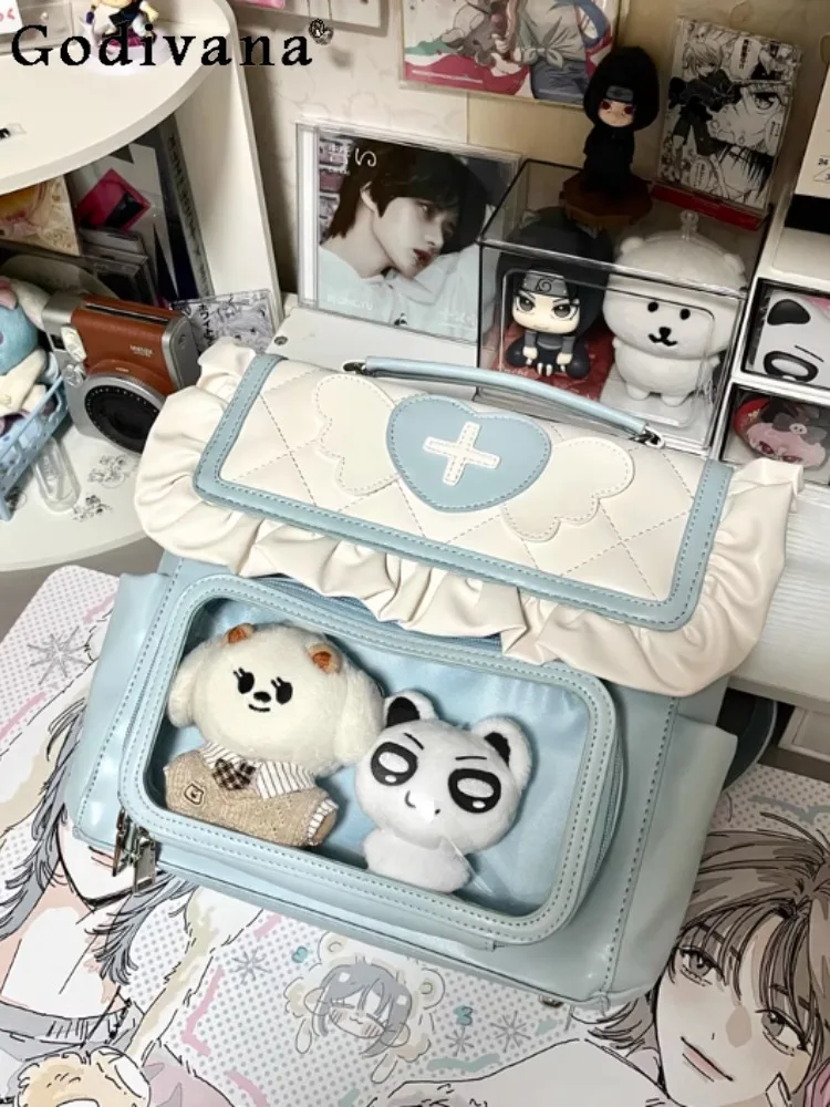 

Japanese Original Lolita Watercolor Angel Medical Shoulder Pain Bag Small Capacity Sweet Cool Girl Cosplay Comic Backpack