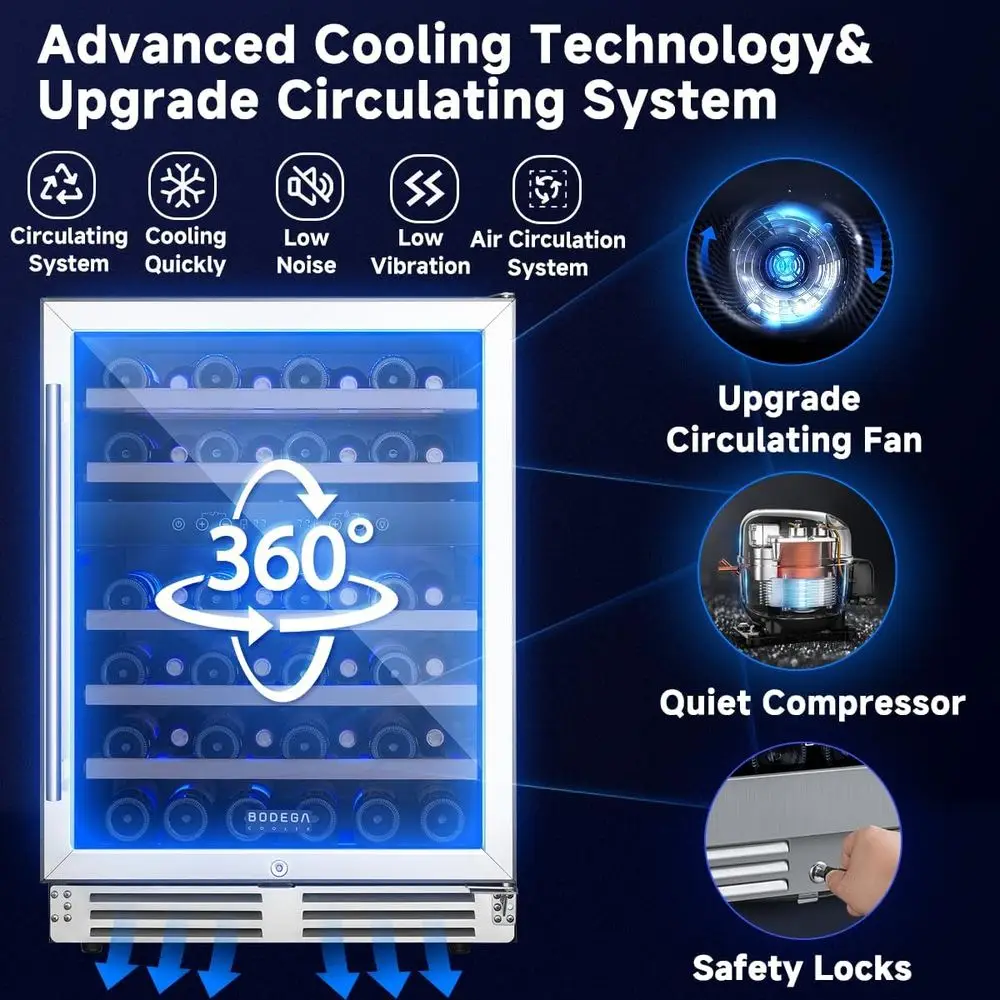 24 Dual-Zone Under-Counter Wine Cooler, 46-Bottle Capacity, Adjustable Shelves, Energy Efficient image 4