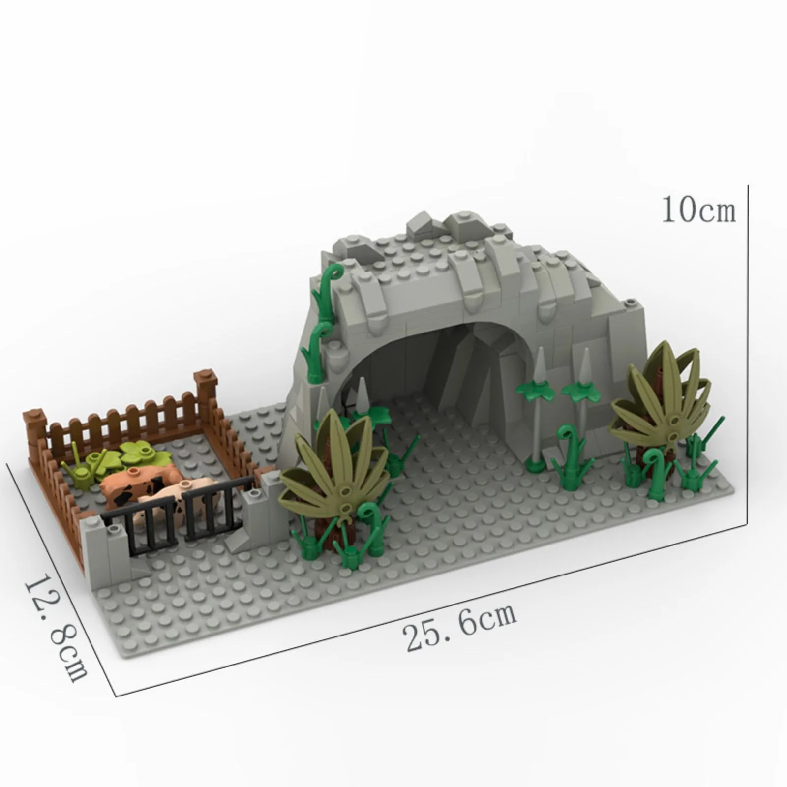 Juego de bricolaje de mini bloques de construcción compatibles: escena de pluma de cueva y cerdo de montaña