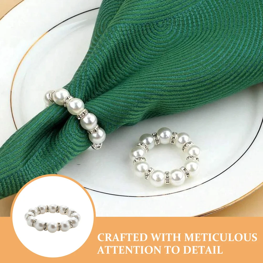 24 pezzi portatovaglioli con perle finte, fibbie decorative con accento di strass e perline per portatovaglioli con strass da tavolo per feste di nozze