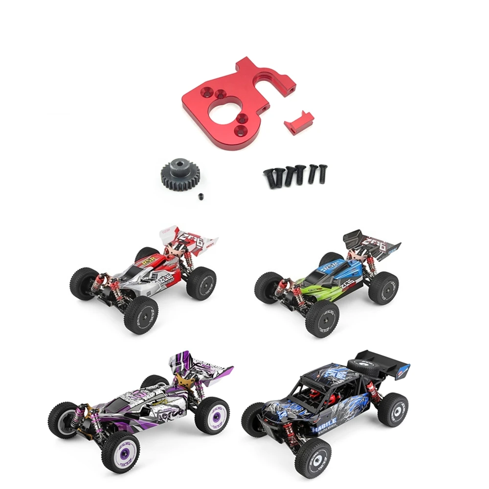 Soporte de montaje de motor de coche BAAA-RC con engranaje de motor para Wltoys 144001 124019 124018   Accesorios de actualización de piezas de repuesto RC, titanio