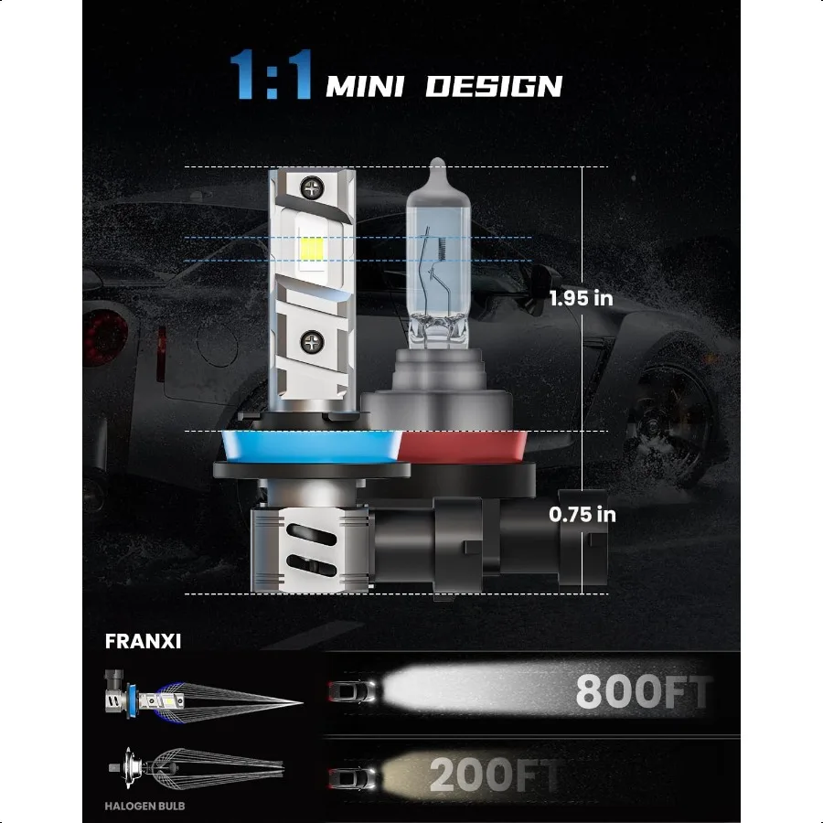 FRANXI 9005 HB3 H11 H8 H9 H16 لمبات كومبو أضواء الضباب 120 واط إيه مشرق 6000 كيلو أبيض بارد 1:1 تصميم مع مروحة التبريد التوصيل والتشغيل
