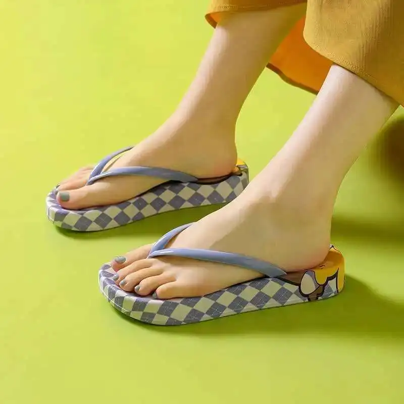 

Тапочки, женские шлепанцы, уличные противоскользящие пляжные тапочки, удобные повседневные модные сандалии с шахматной доской, уличная одежда