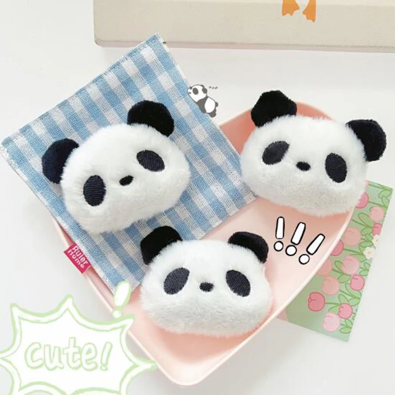 8pcs/lot 6.5*5.5cm New Cartoon Plush Big White Panda Patches DIY Cotton-filled Accessories Headwear Clothing  Materials