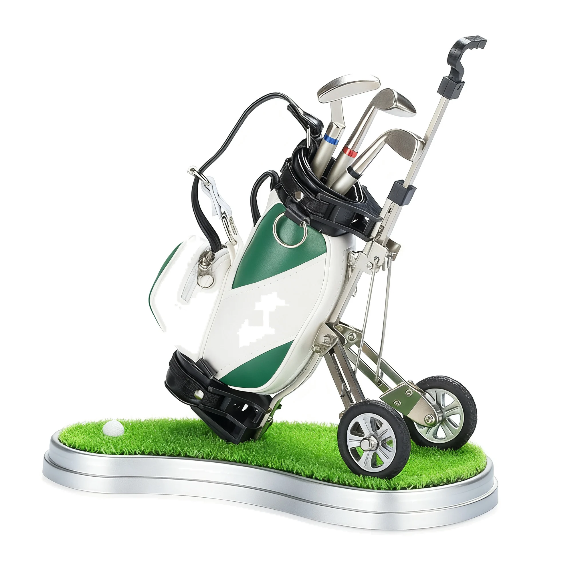 Golf Pen Holder Zinc Alloy Construction Functional Desk Organizer Compact Size Elegant Golf Home