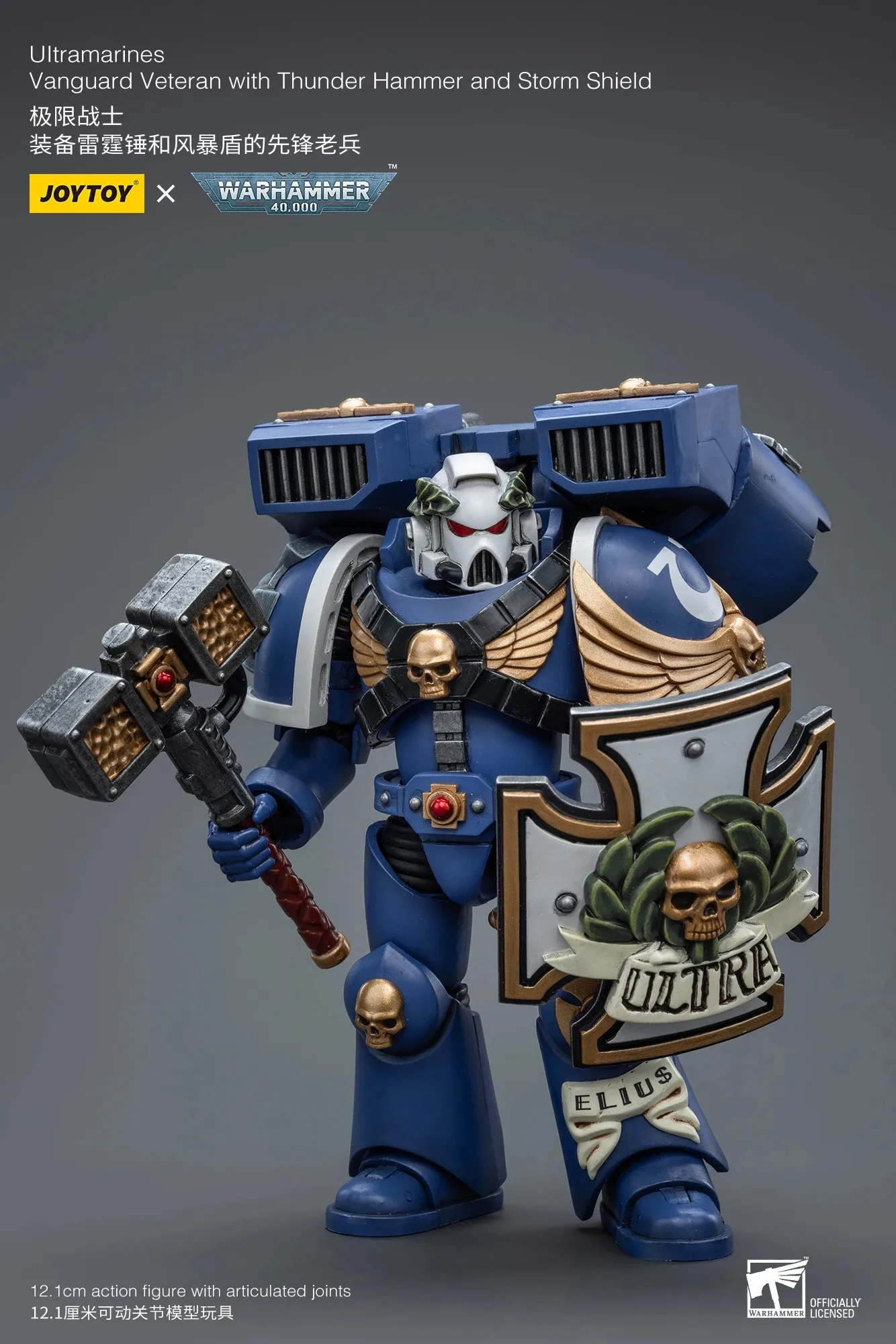 【Accessories】JOYTOY Warhammer 40K 1/18 Action Figure Ultramarines Vanguard Veteran with Thunder Hammer and Storm Shield ModelToy