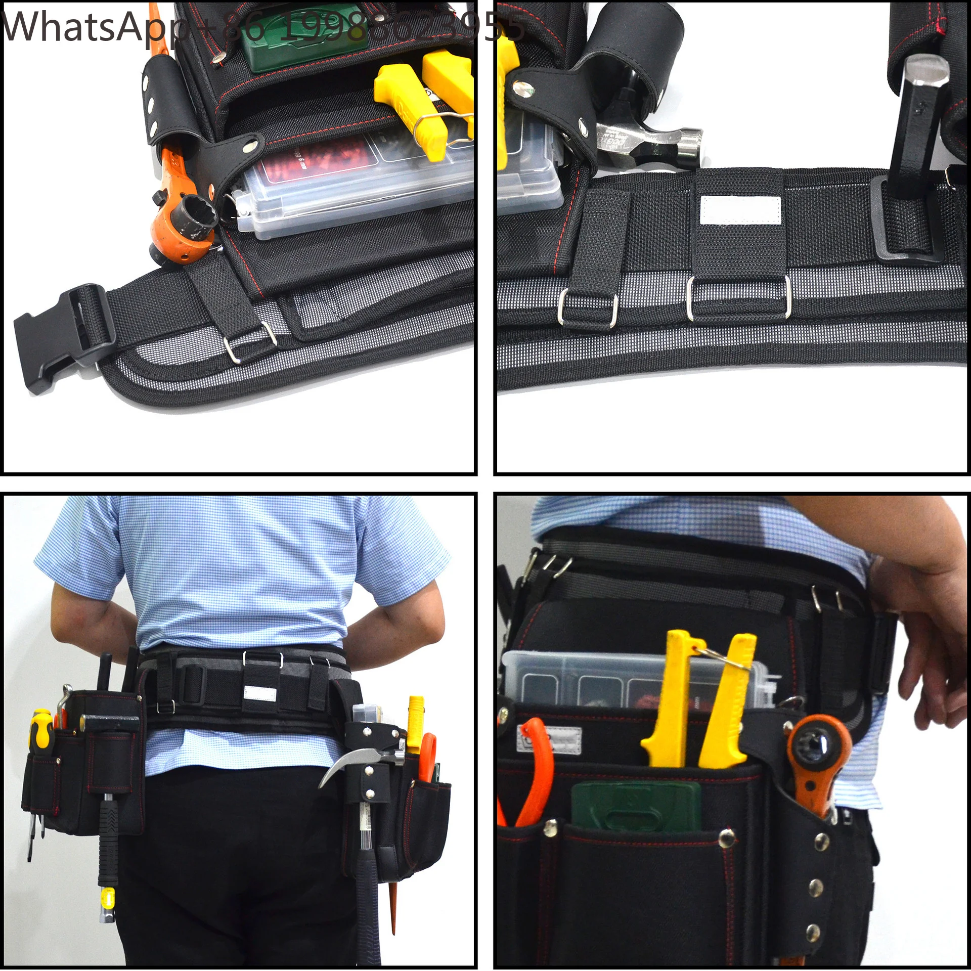 Tool Waist Belt Padded Nail Pocket Apron Padded Duty Heavy Adjustablefor DIY Electrician Carpenter Joiner Reducing Waist Weight