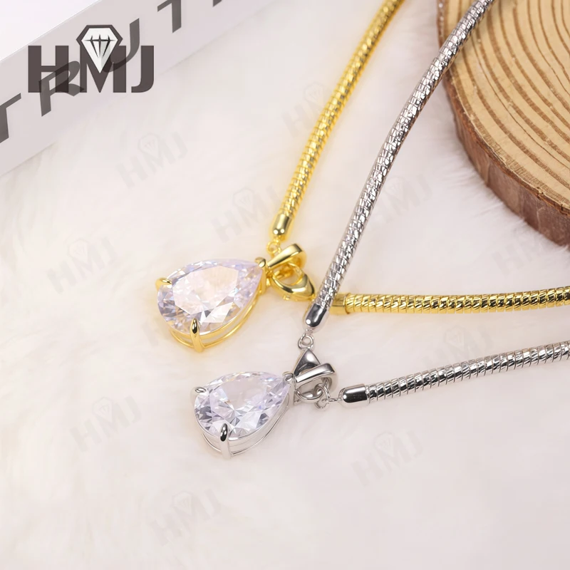 Gargantilla con colgante de gota de agua, collar de moissanita de plata 925 con forma de pera, cadena apilable para fiesta, boda, accesorios de lujo, moda
