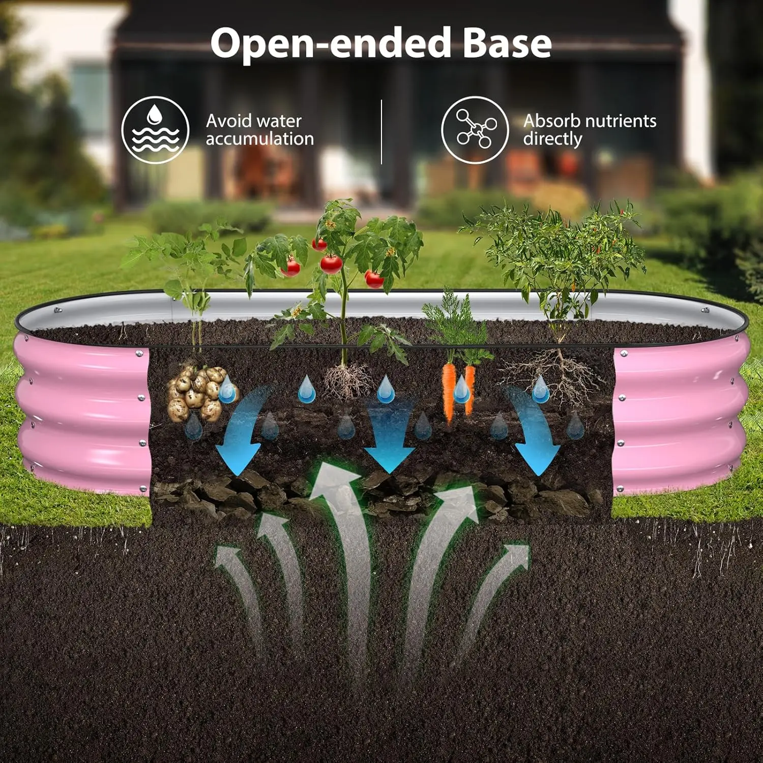 Raised Garden Bed Kit, 5x2x1 ft Galvanized Planter Box Outdoor(Blush Pink) view 4