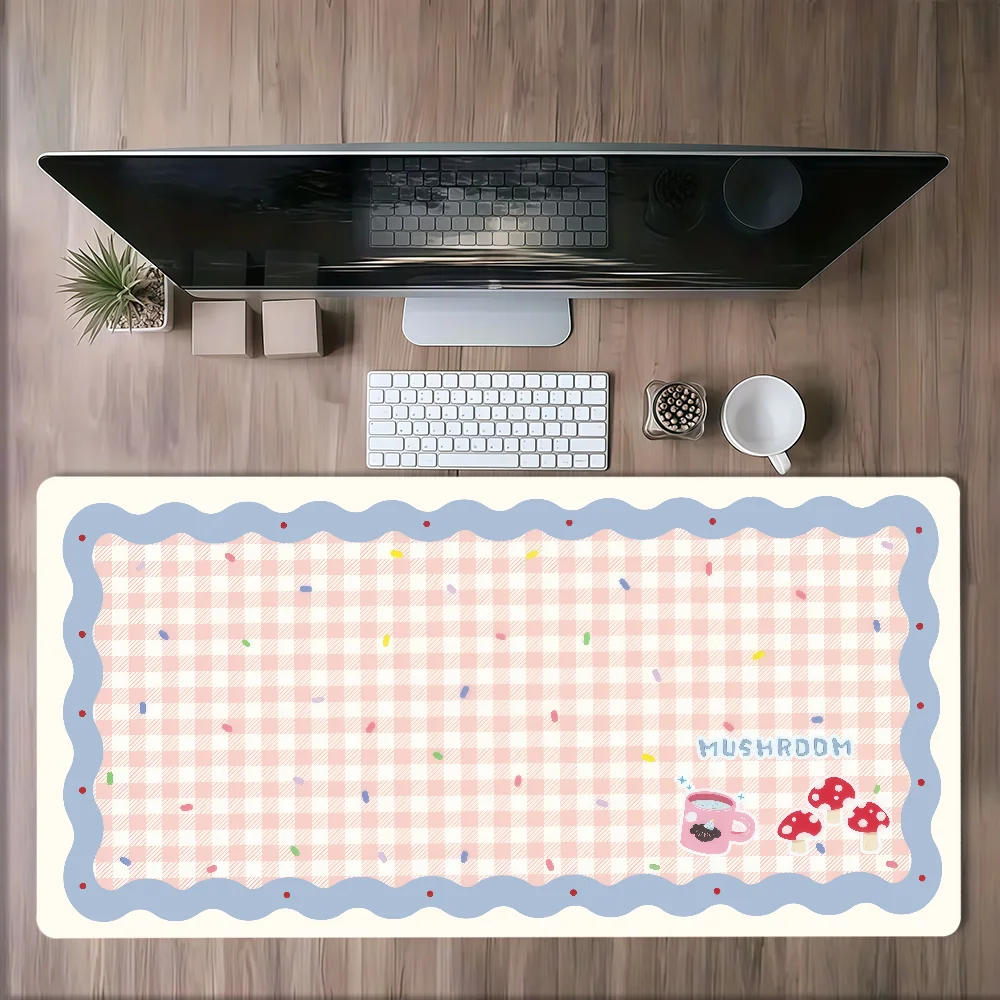 Cute fashion modern plaid art pink Mouse Pad Non-slip Lockedge Thickened Desktop MousePad Large Comfort Gaming Office Student