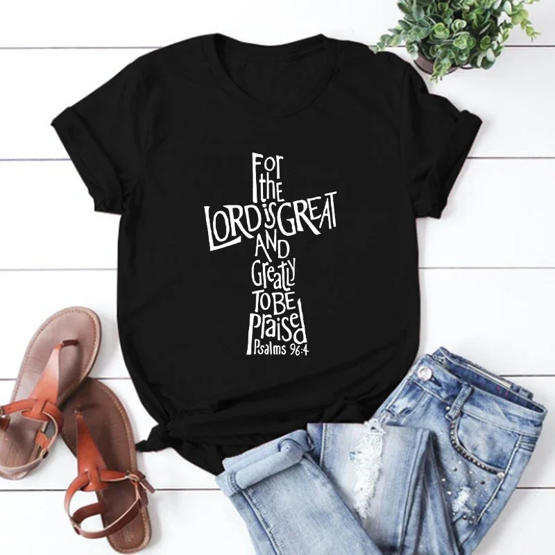 Vertical Cross Shirt Jesus T-Shirt Christian Tee Cross Women Clothing Gift for Christian Bible Verse Shirts Faith Based Tops