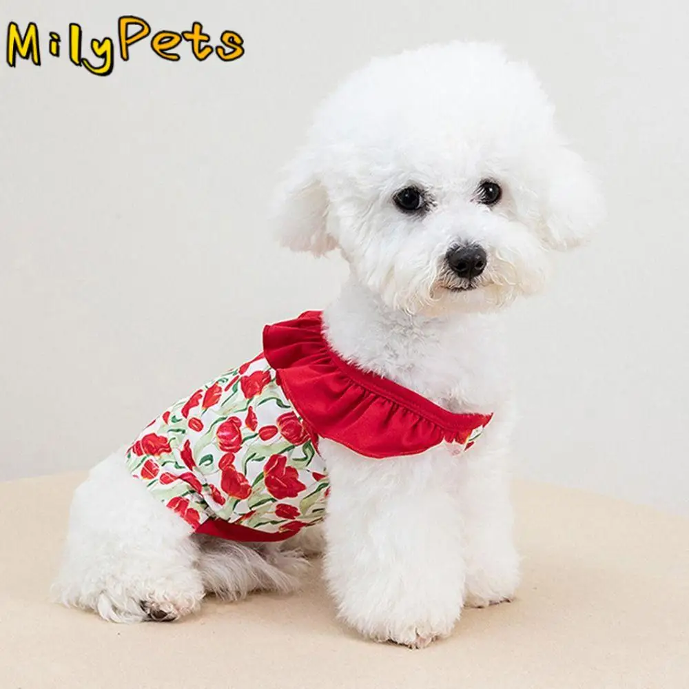 

Pet Supplies Cartoon Pattern Pet Summer Clothes Soft Thin Design Pet Princess Dresses Breathable Dog Vest Summer