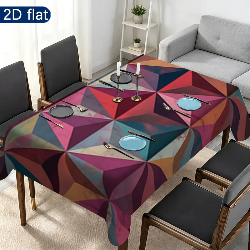 2D planar single-piece tablecloth, with geometric triangle pattern, is an ideal choice for picnics or festive gatherings.zyc