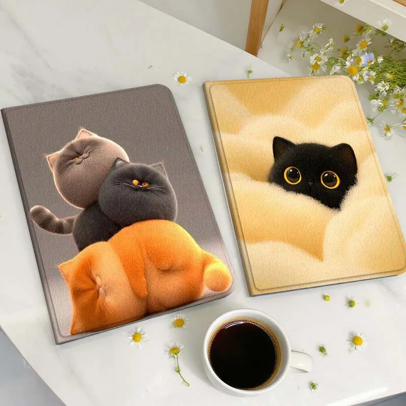 

Cartoon Fat Cat Stack Gift Tablet Case For Huawei Honor MatePad MediaPad Air 5 6 7 11 V6 V7 V8 V9 X9 X8 T10 T10s C5e T5