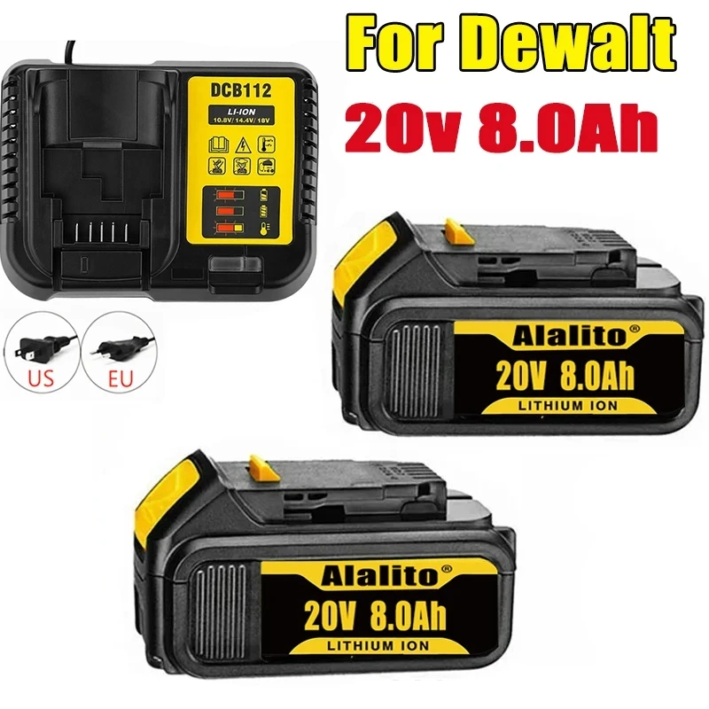 

20V 8Ah MAX Lithium Battery Power Tool Replacement for DeWalt DCB184 DCB181 DCB182 DCB200 20v 8.0Ah Lithium Battery