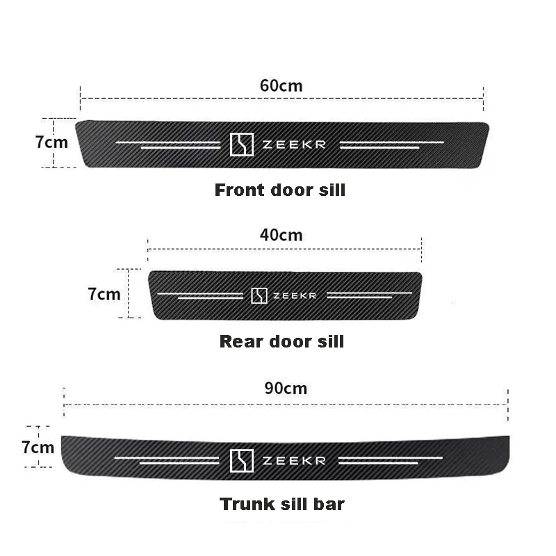 Auto Carbon Fiber Decals Stickers Car Door Threshold Scuff For Zeekr Krypton 001 009 accessories