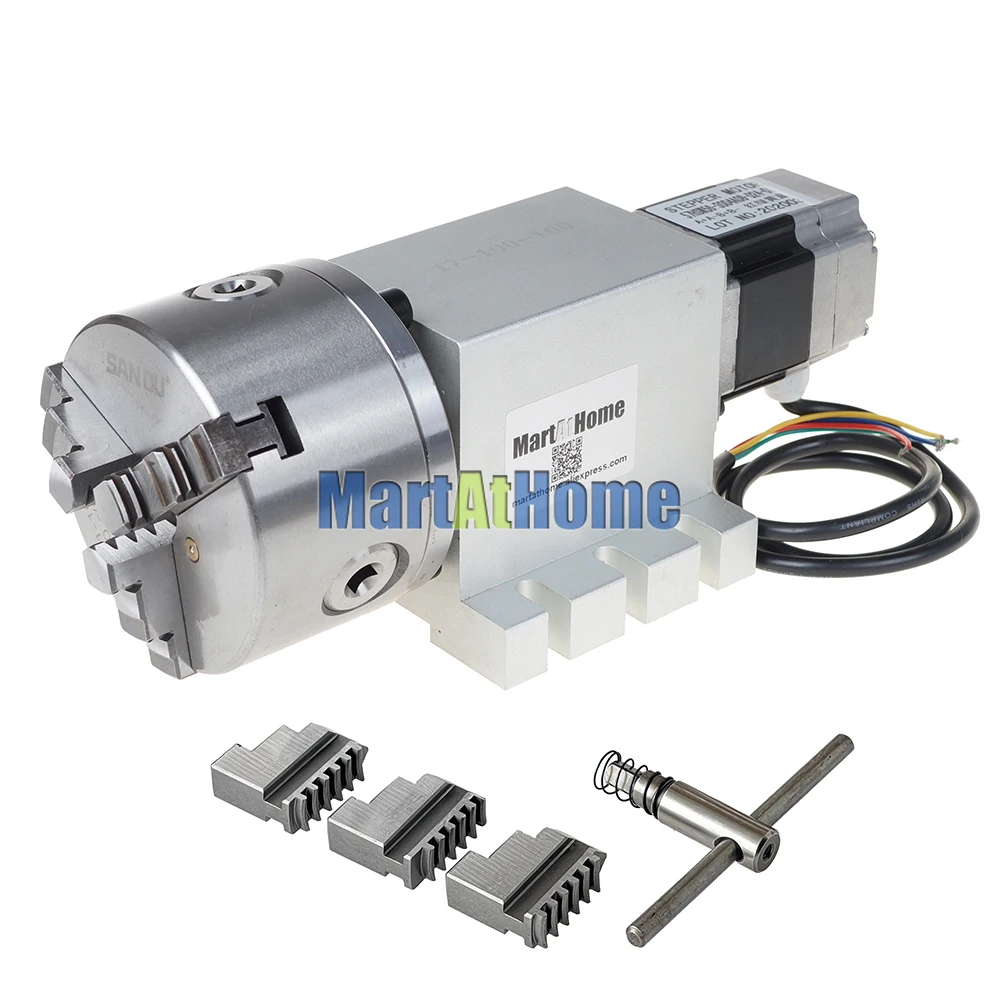 CRA284 Waterproof CNC Rotary Axis Indexer 4th A Axis with Harmonic Gearbox Ratio 50:1 for Desktop CNC Router Engraving