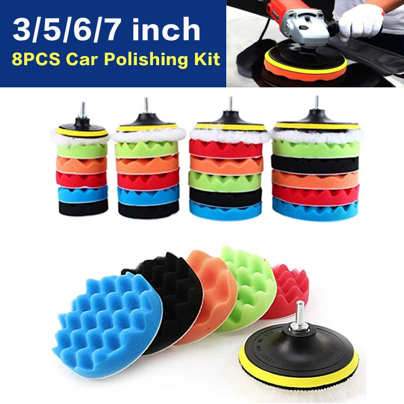 3/5/6/7 Inch Car Polishing Kit Polish Pad Car Polish Buffing Pad Abrasive Disc Sponge Foam Pads Polisher For Headlight Refurbish 