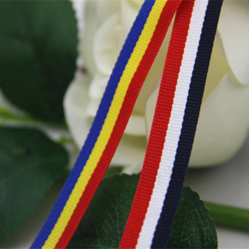 HOT Printed Grosgrain Ribbons for DIY Handmade Tape Gift Box Decoration Clothing Accessories 5 Styles Tricolor Flag Stripes 10mm