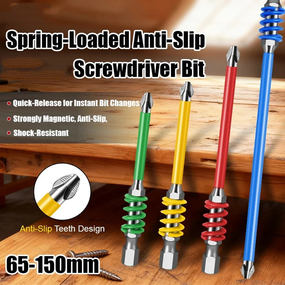2/3pcs Spring Screwdriver Bits Magnetic PH2 Driver Screw Anti-slip 70/90/150mm 1/4'' Hex Shank Drill Head Electric Repair Tool