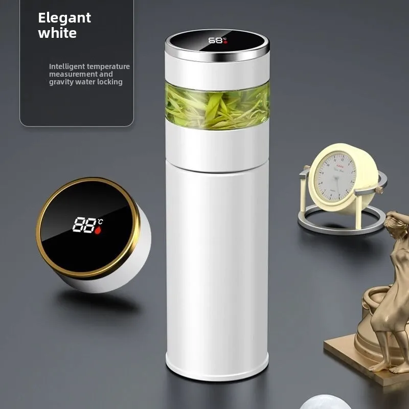 316 stainless steel intelligent temperature-displaying tea water separation insulated cup, double-layer vacuum water cup