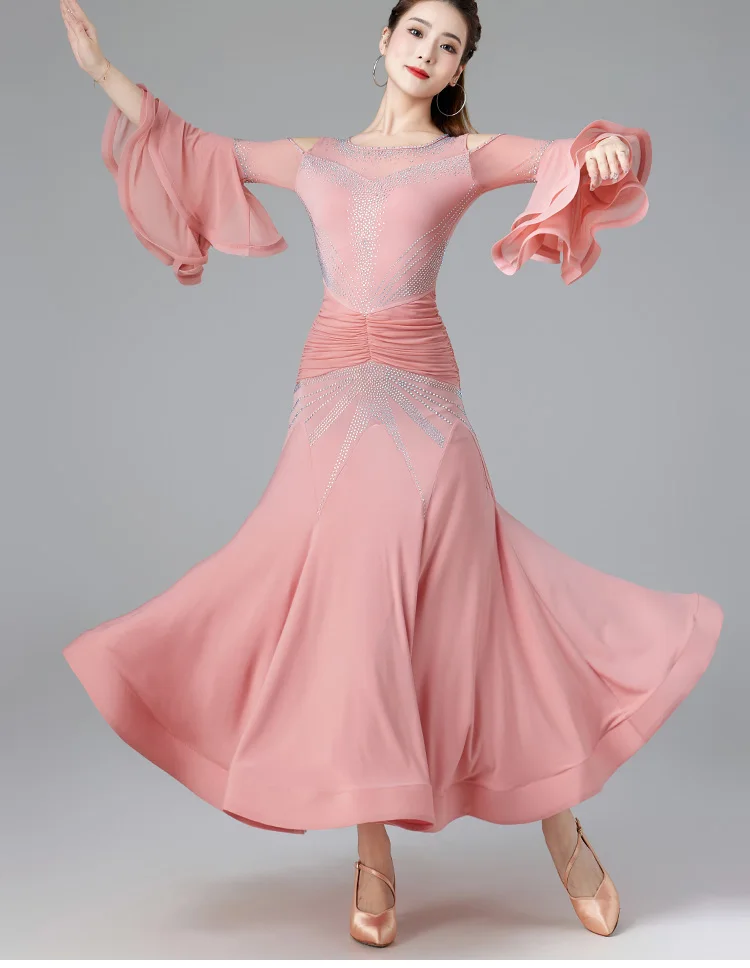Costume da competizione per valzer, abito da ballo da sala, danza standard nazionale moderna, abbigliamento da tango femminile per palcoscenico di pratica rumba