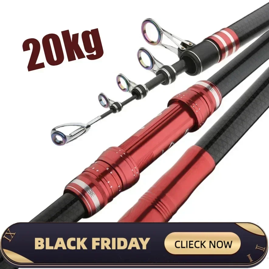 2.7m 3.6m 3.9m 4.5m Telescopic Fishing Pole Heavy Spinning Rod Big Fish 20kg Carbon Fiber Travel Saltwater Freshwater Fishing