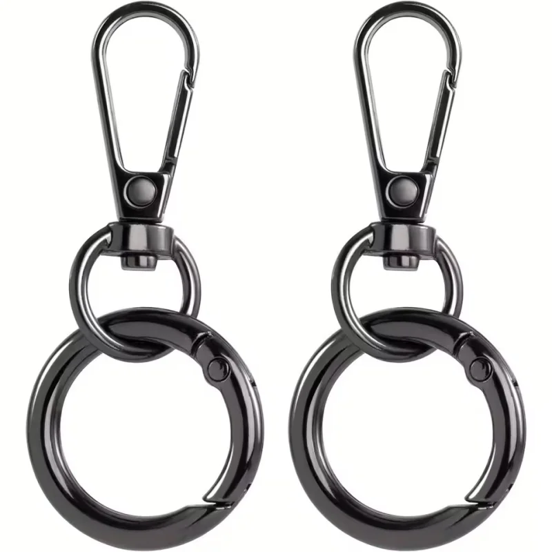 2 Stück drehbare Karabinerhaken aus Metall, drehbare Karabinerhaken, doppelt öffnender Schlüsselanhänger-Clip mit Schlüsselring für die Herstellung von DIY-Bastelarbeiten – Detail 8