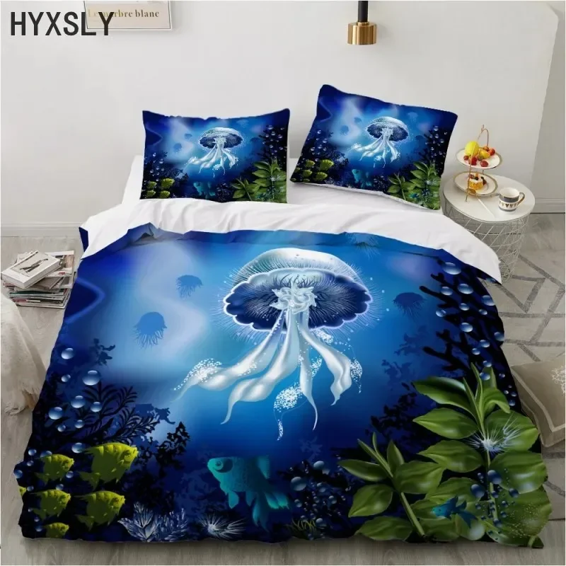 Fantasy Jellyfish Bedding Set 23 Pieces Marine Underwater Sea Animal Pillowcases 3D Duvet Covers Kids Adult Gift