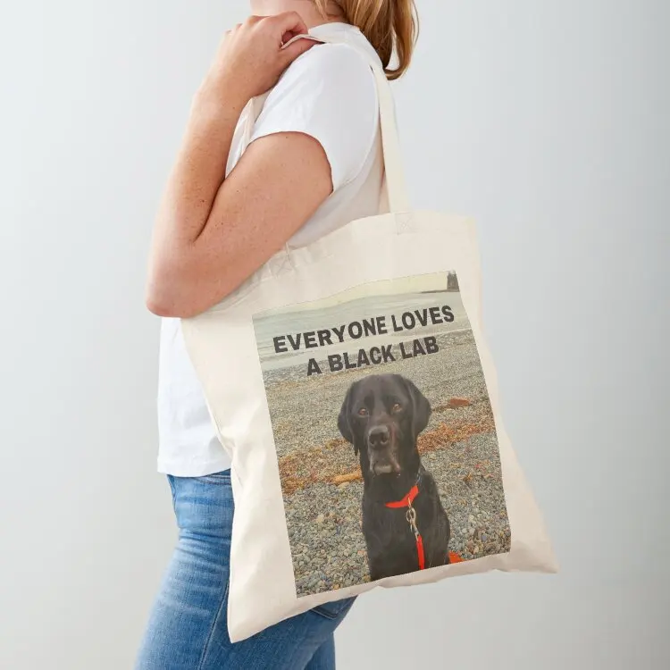 

Everyone Loves A Black Lab - Black Labrador Dog Design Tote Bag tote bags men Beach bag supermarket folding bag