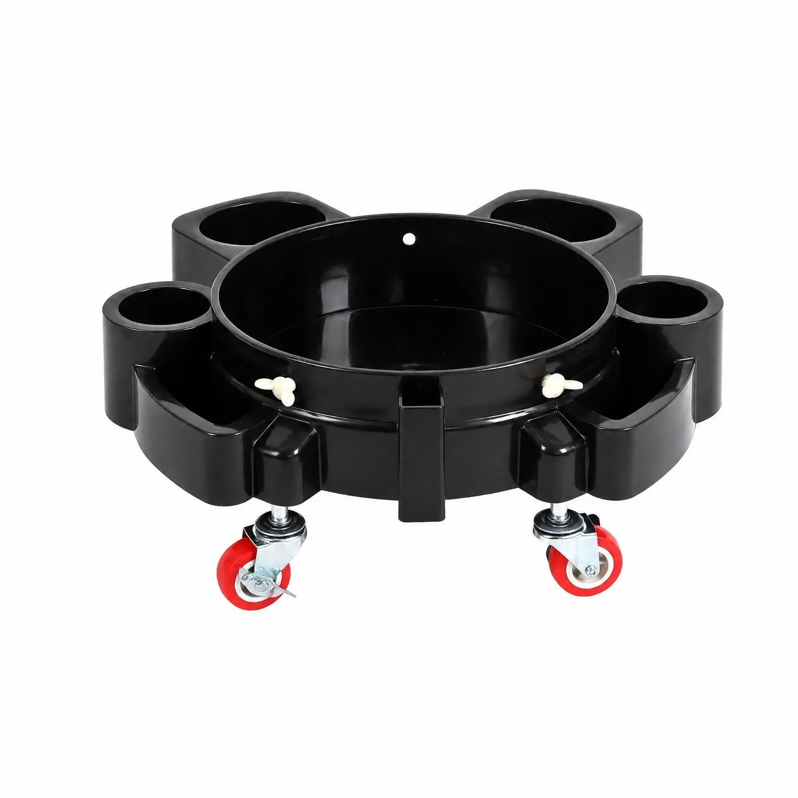 PP Car Wash Bucket Stand with Swivel Caster Wheels Portable Circular Rolling Bucket Base with Tool Holders for Garage
