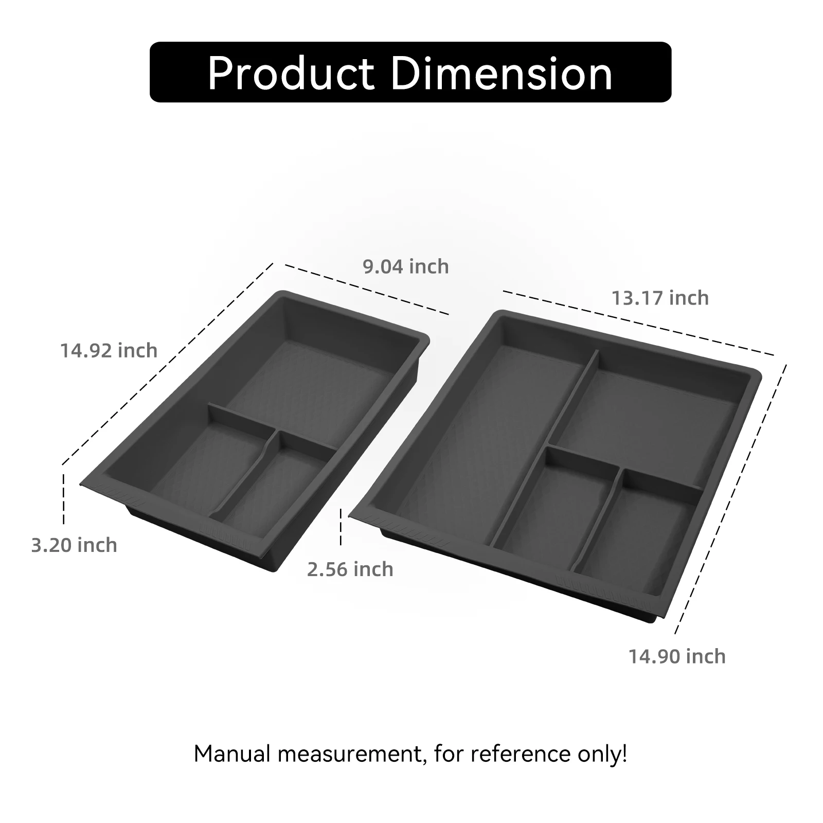 Smabee for Zeekr 7X 2026+ 2rd Second Row Underseat Storage Box Silicone Car Tray Organizer Tidying Accessories Black 2PCS