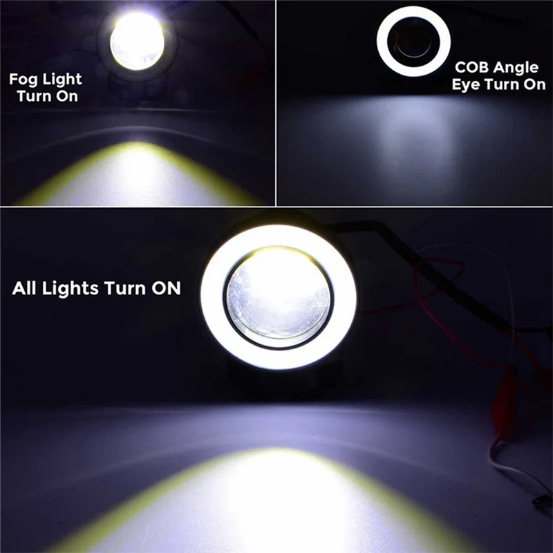 

1 Pair 3.5 Inch Car LED Fog Light 12V With COB Angel Eyes Ring Lens 30W High Brightness COB Chip Light