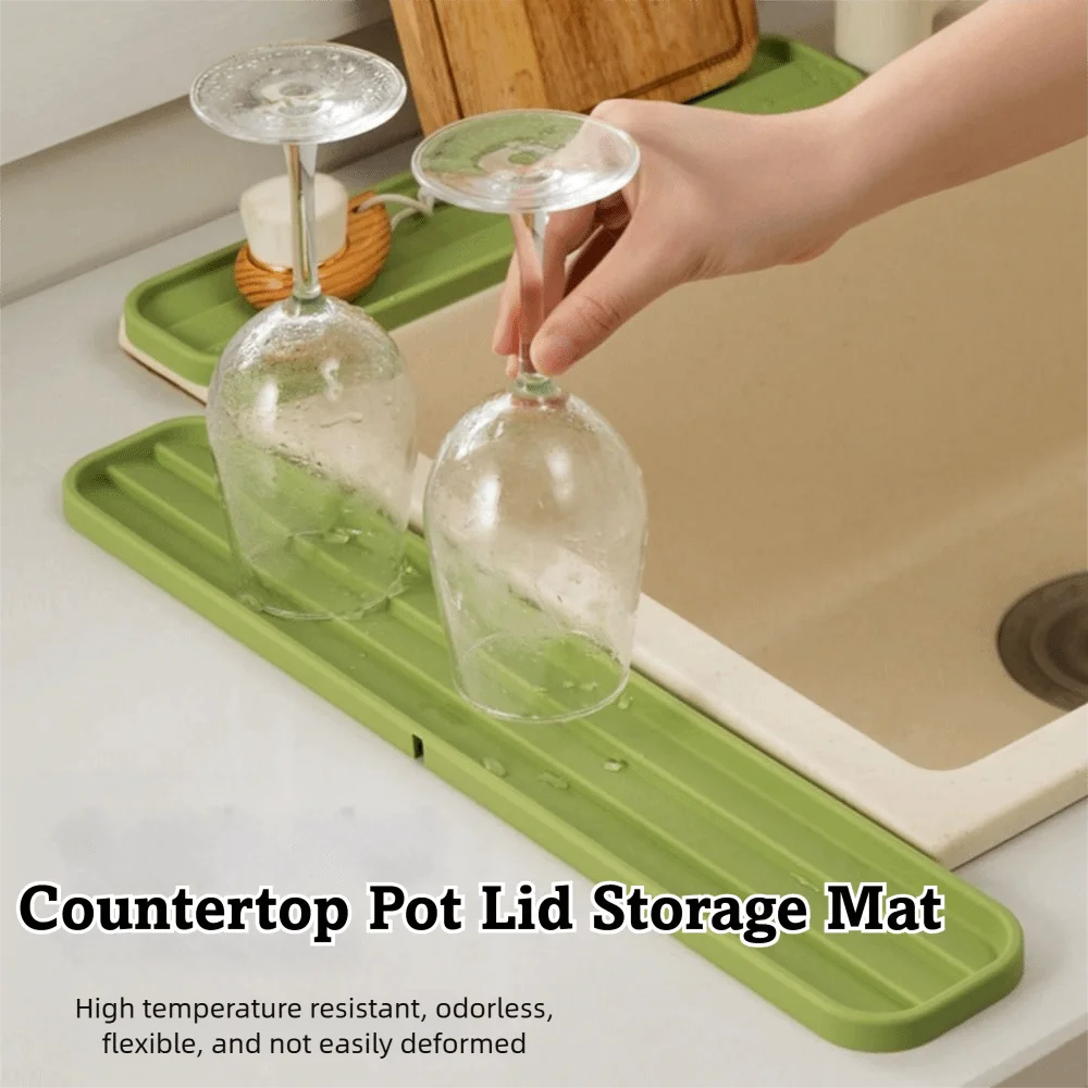 

Washable Countertop Pot Lid Storage Mat Multifunctional Sink Water Prevent Silicone Drain Pad Countertop Protector